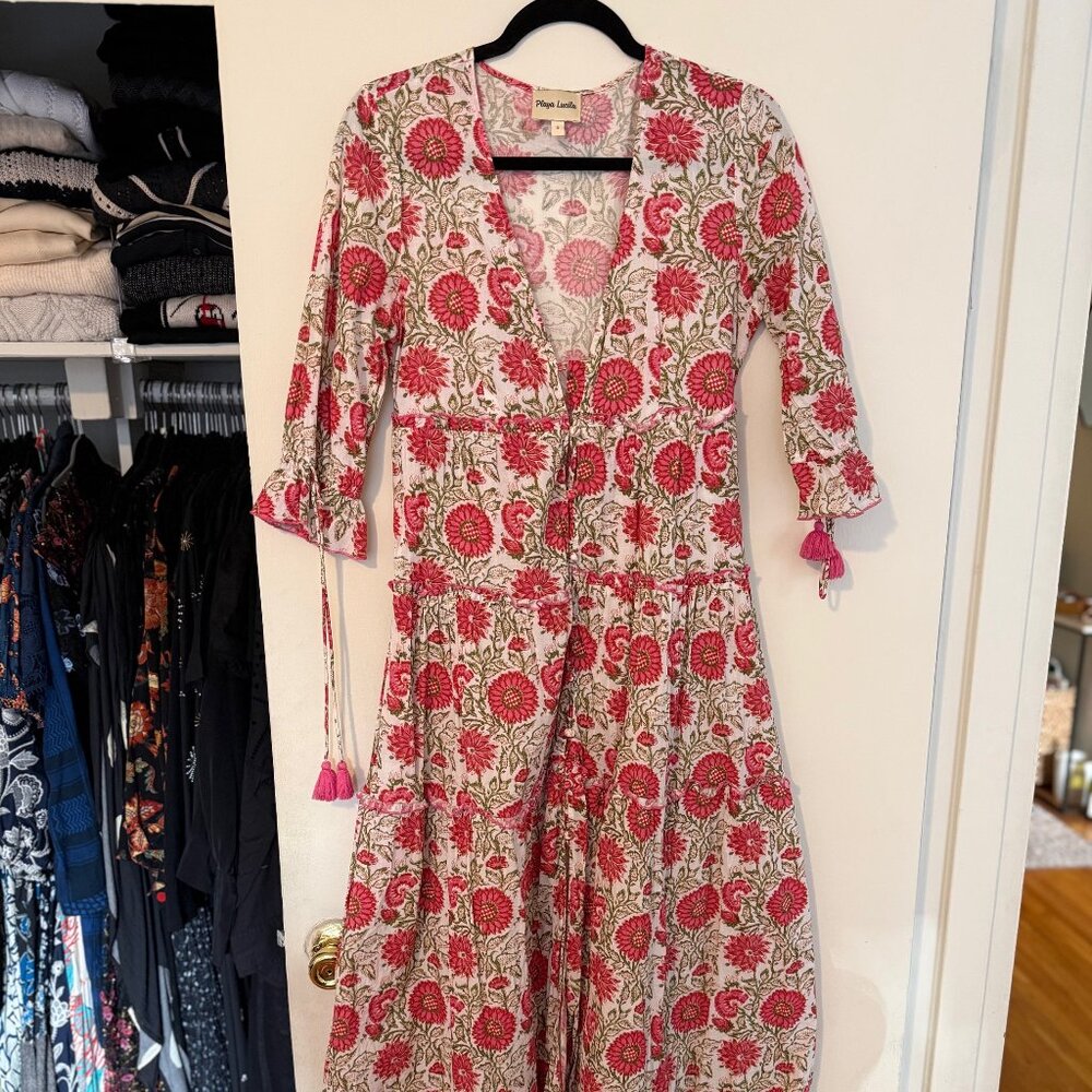 Playa Lucila Pink Floral Cotton Dress